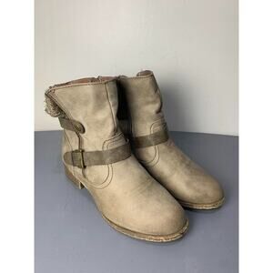 Womens Ankle Boots With Side Zipper & Buckle Detail Size 7.5